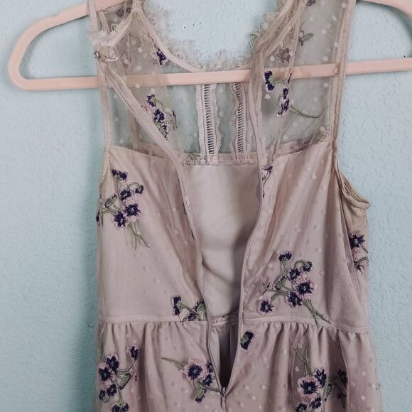 SPEECHLESS Girls M Beige Cream Purple Dress Floral Polka Dot Lace Sleeveless - Picture 5 of 10